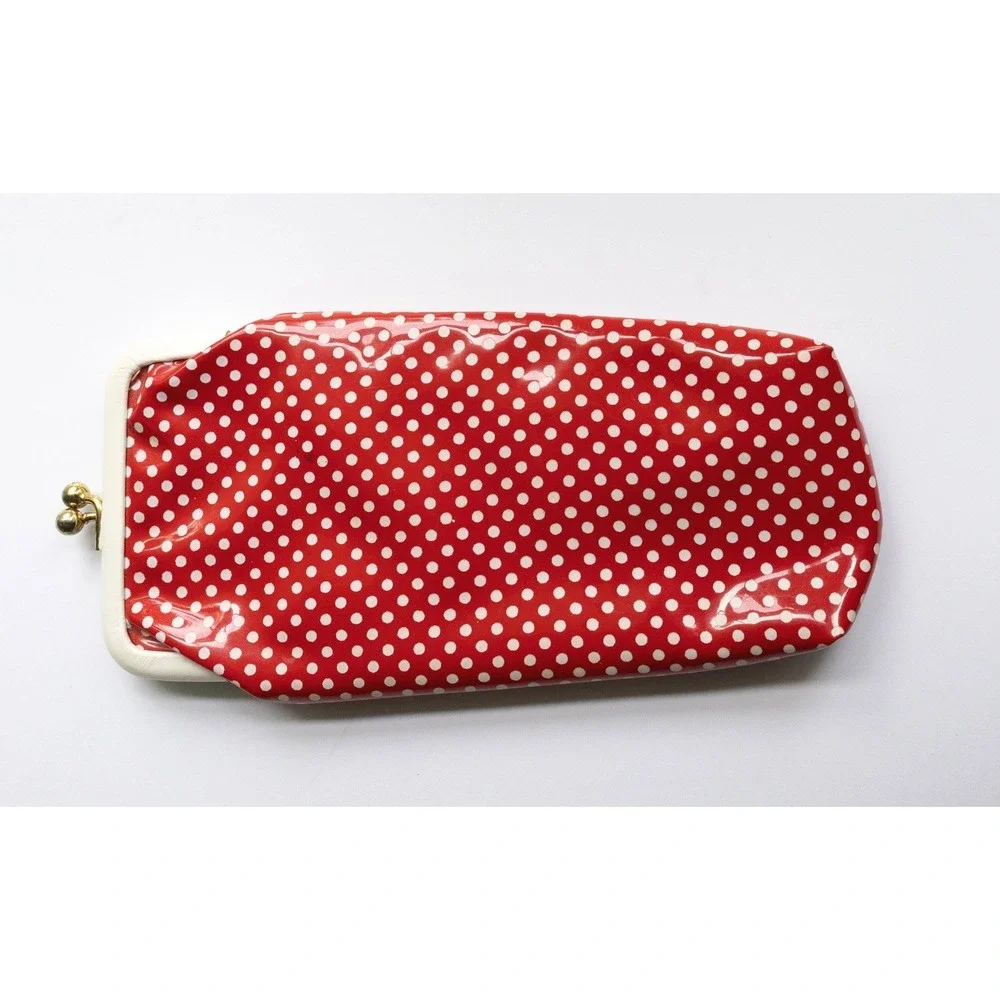 Vintage Red And White Polka Dot Vinyl Case For Eyeglasses, Cigarettes, Or Change
